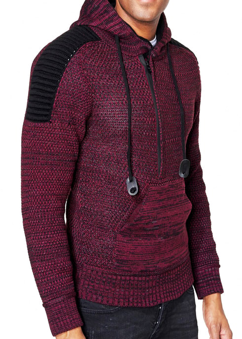 Chunky contrasterende hoodie met 1/2 rits - Image 5