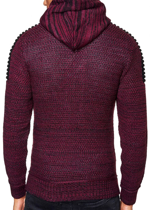 Chunky contrasterende hoodie met 1/2 rits - Image 6