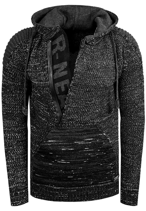 Chunky contrasterende hoodie met 1/2 rits - Image 1