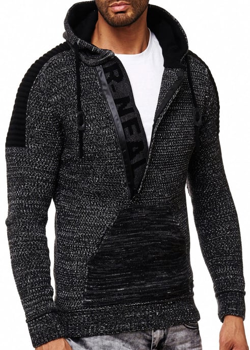 Chunky contrasterende hoodie met 1/2 rits - Image 3