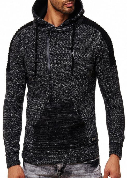 Chunky contrasterende hoodie met 1/2 rits - Image 5