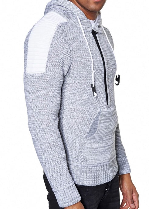 Chunky contrasterende hoodie met 1/2 rits - Image 5