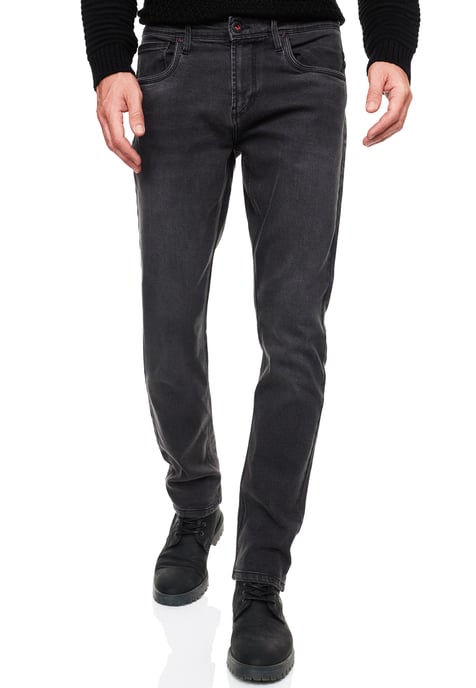 Antracietkleurige used jeansbroek "MELVIN" slim fit katoen-stretch - Image 4
