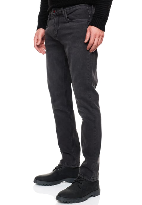 Antracietkleurige used jeansbroek "MELVIN" slim fit katoen-stretch - Image 6