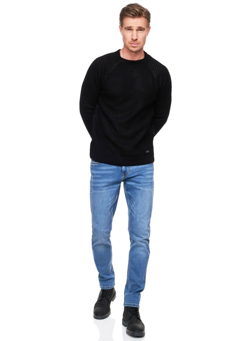 Blauwe used jeans broek "MELVIN" slim fit katoen stretch - Image 3