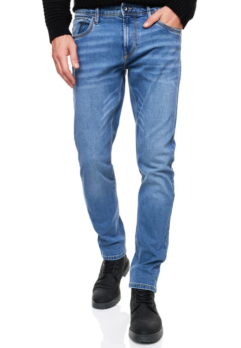 Blauwe used jeans broek "MELVIN" slim fit katoen stretch - Image 4