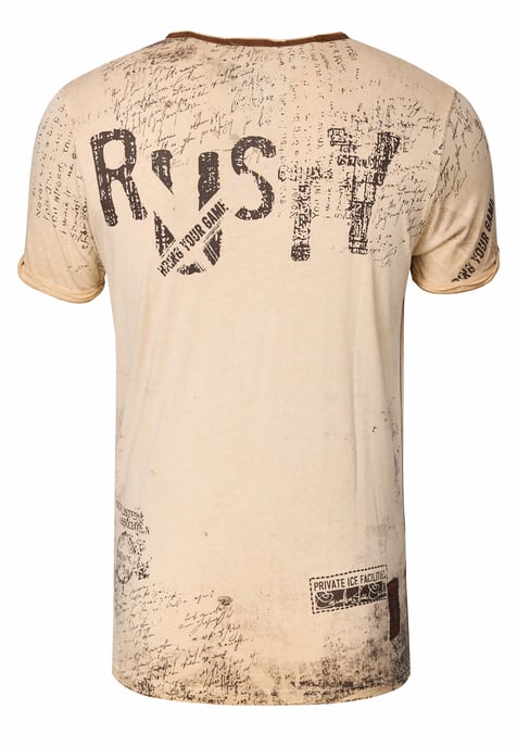 T-shirt met V-hals, suède details en een patroon van klinknagels - Image 3