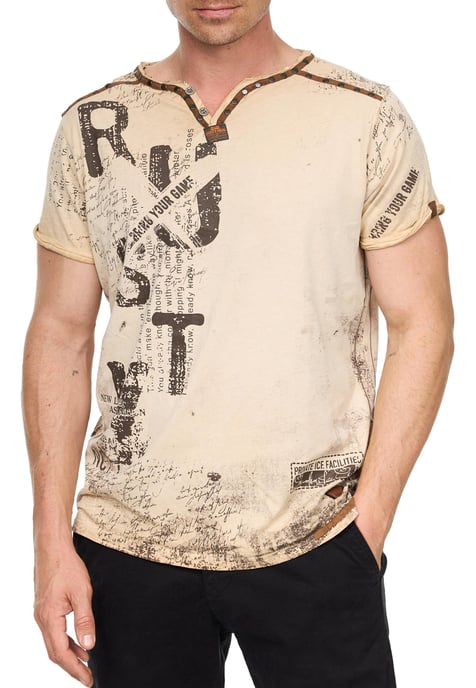 T-shirt met V-hals, suède details en een patroon van klinknagels - Image 4