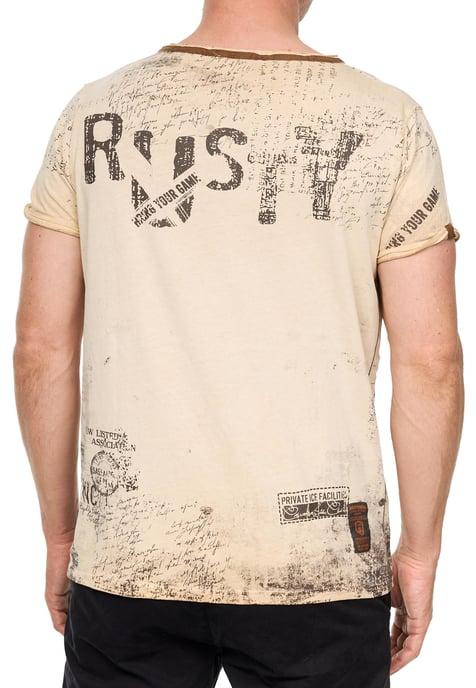 T-shirt met V-hals, suède details en een patroon van klinknagels - Image 5