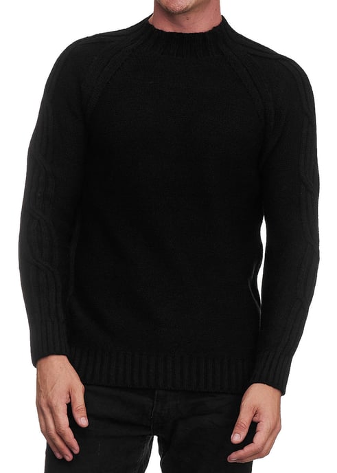 Coarse Knit Solid Coloured Stand-Up Sweater - Image 3