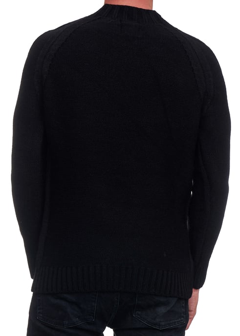 Coarse Knit Solid Coloured Stand-Up Sweater - Image 4