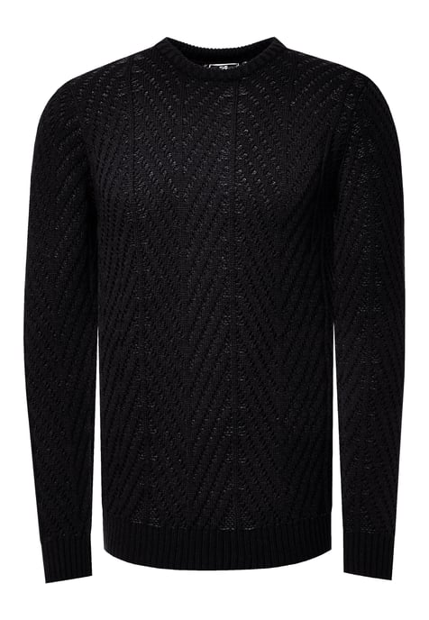Coarse knit with pattern round neck sweater - Image 1