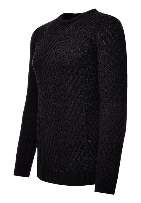 Coarse knit with pattern round neck sweater - Image 2
