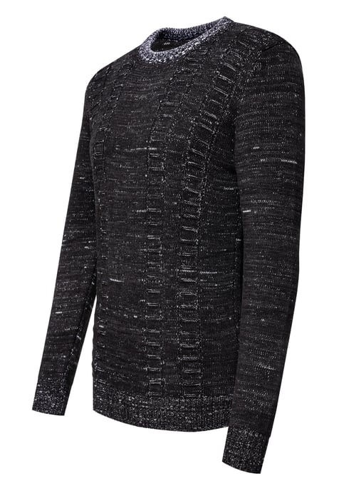 Grof gebreid met contrasterende kleuren trui met ronde hals - Image 2
