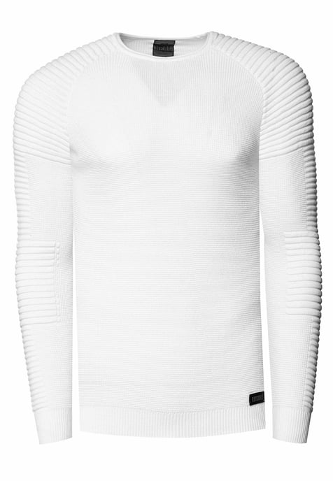 Slim fit fijngebreide biker trui met ronde hals - Image 1