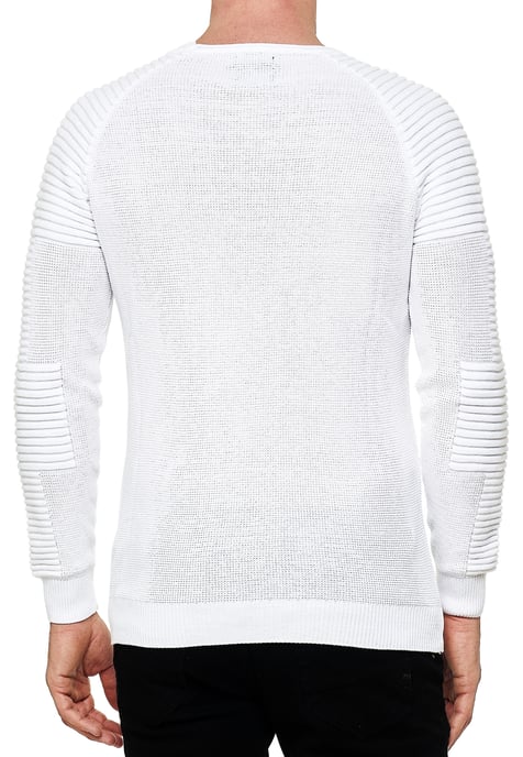 Slim fit fijngebreide biker trui met ronde hals - Image 4