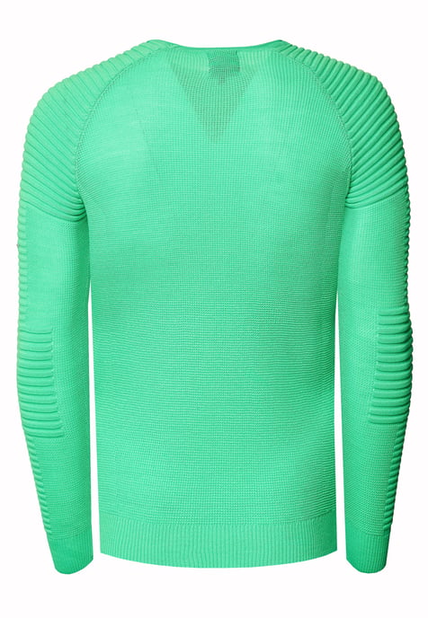 Slim Fit Fine Knit Biker Round Neck Sweater - Image 2