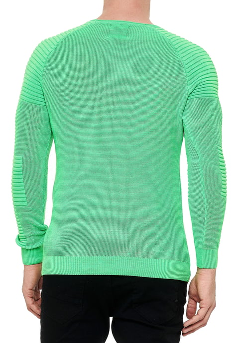 Slim Fit Fine Knit Biker Round Neck Sweater - Image 4
