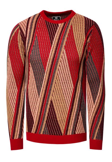 Fijngebreide kleurblok-trui met ronde hals - Image 1