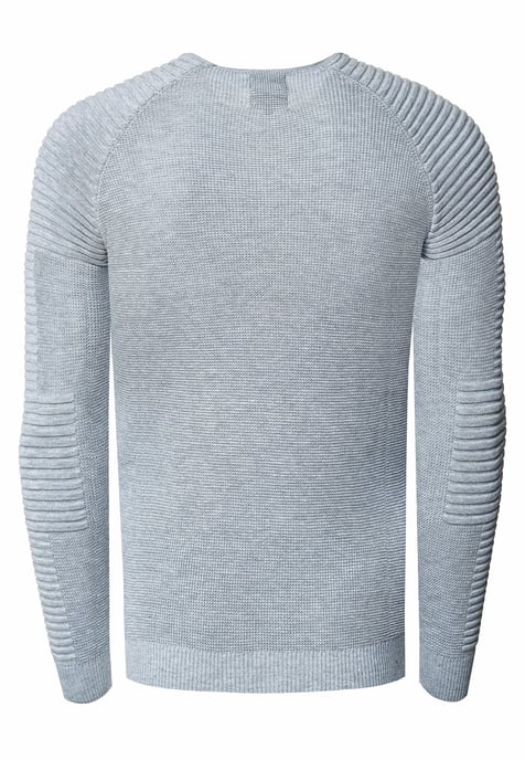 Slim Fit Fine Knit Biker Round Neck Sweater - Image 2