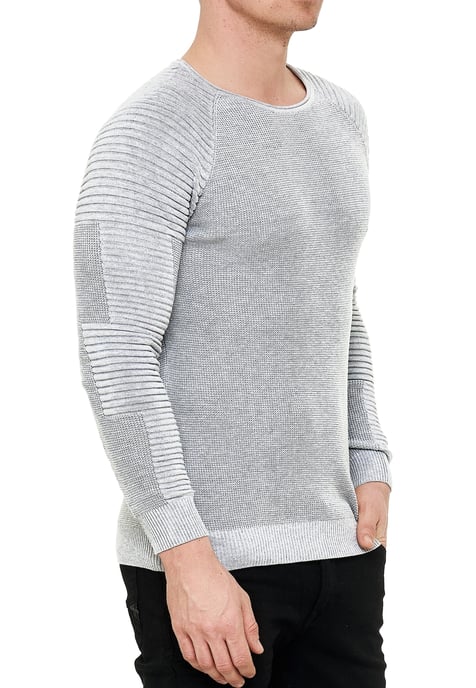Slim Fit Fine Knit Biker Round Neck Sweater - Image 3
