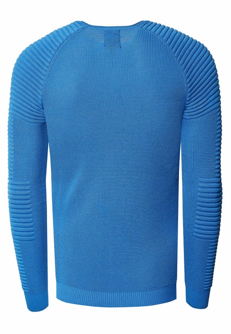Slim Fit Fine Knit Biker Round Neck Sweater - Image 2