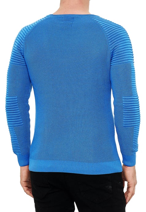 Slim Fit Fine Knit Biker Round Neck Sweater - Image 4
