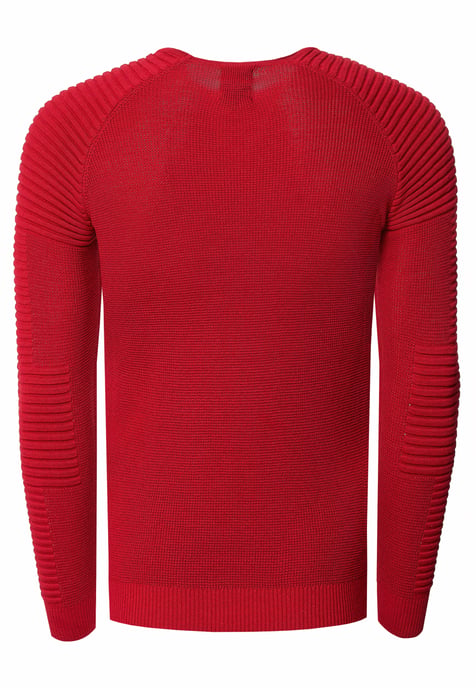 Slim fit fijngebreide biker trui met ronde hals - Image 2