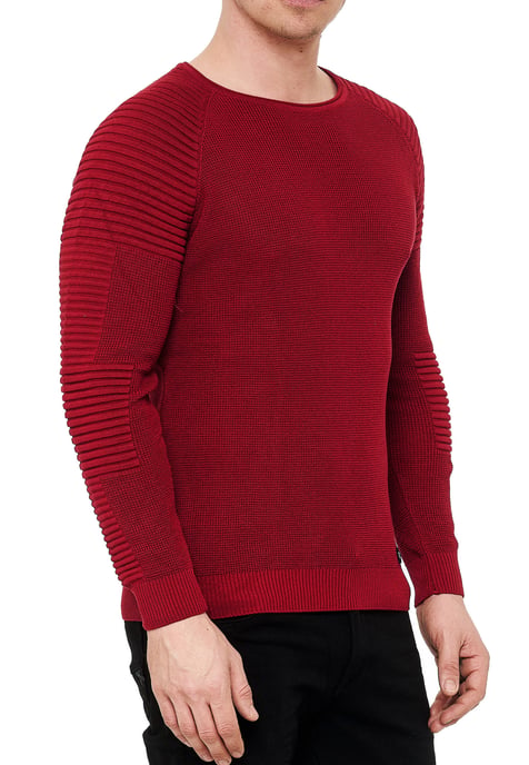 Slim fit fijngebreide biker trui met ronde hals - Image 3