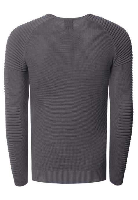 Slim fit fijngebreide biker trui met ronde hals - Image 2