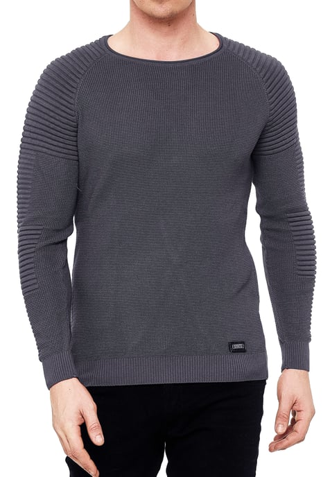 Slim fit fijngebreide biker trui met ronde hals - Image 3