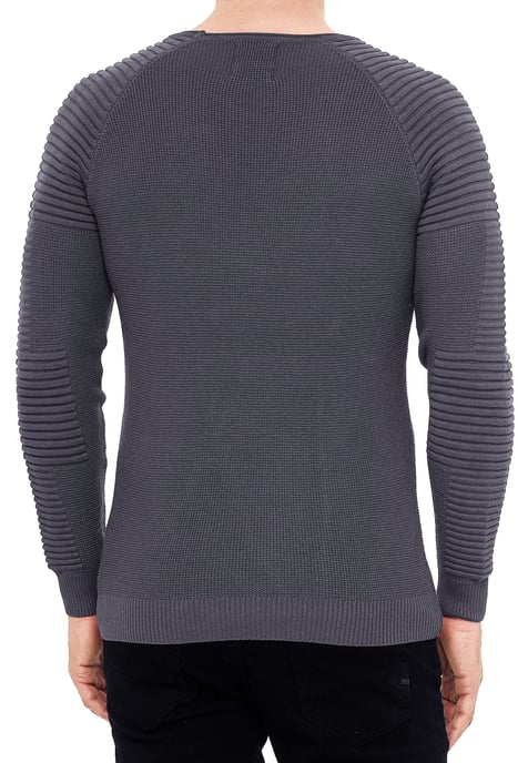 Slim fit fijngebreide biker trui met ronde hals - Image 4