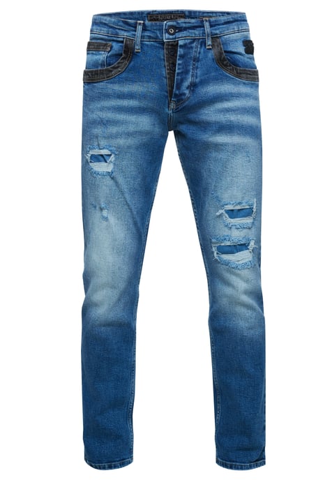 Jeans Pants "YOKOTE" Straight Fit Stone-Washed - Image 1