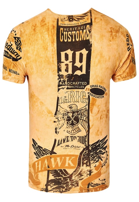Gewassen biker T-shirt met voor- en achterkant bedrukt - Image 2