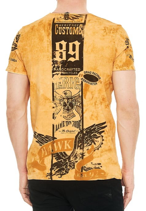Gewassen biker T-shirt met voor- en achterkant bedrukt - Image 5