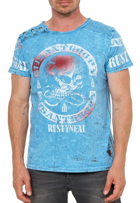 Gewassen T-shirt met knoopsluiting aan de zijkant en een doodshoofdprint - Image 4