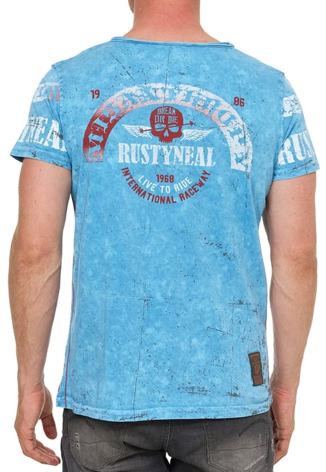 Gewassen T-shirt met knoopsluiting aan de zijkant en een doodshoofdprint - Image 5