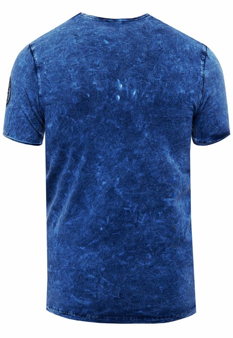 Oil-Washed T-Shirt with Side Buttons and Prints - Image 2
