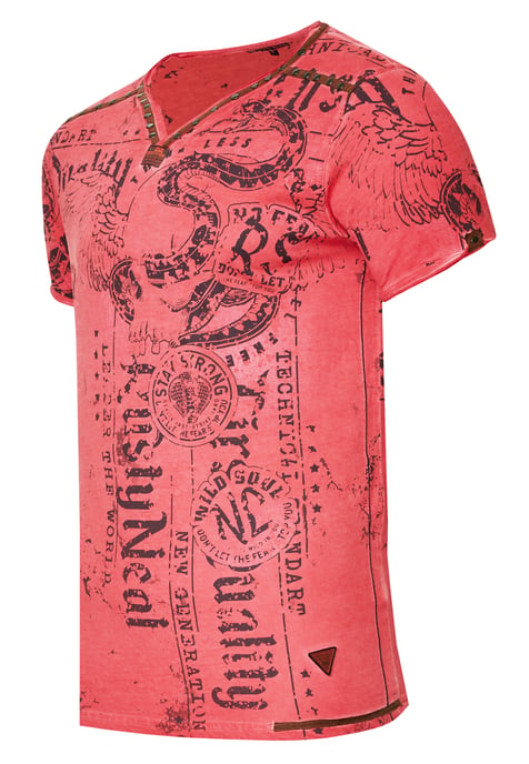 V-hals T-shirt met prints en suède Details - Image 2