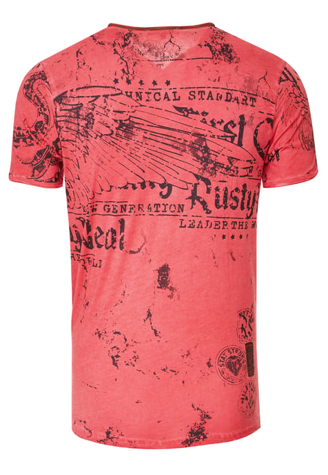 V-hals T-shirt met prints en suède Details - Image 3
