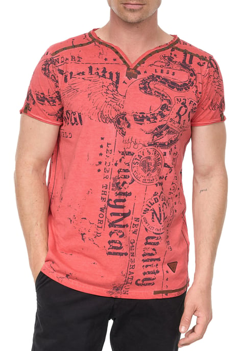 V-hals T-shirt met prints en suède Details - Image 4