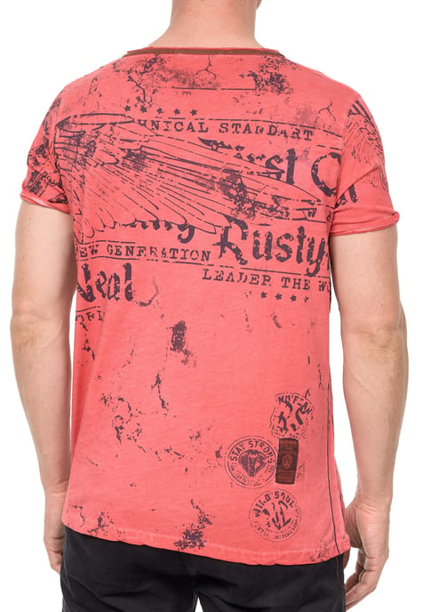 V-hals T-shirt met prints en suède Details - Image 5