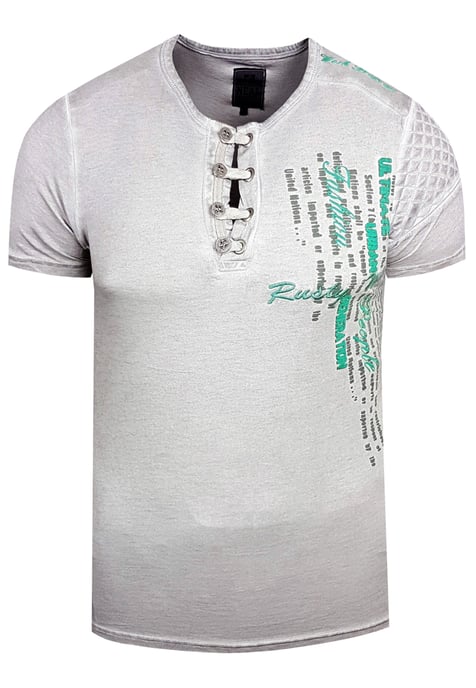Olie-gewassen T-shirt met knoopsluiting - Image 1