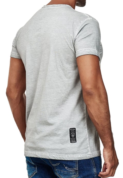 Olie-gewassen T-shirt met knoopsluiting - Image 5