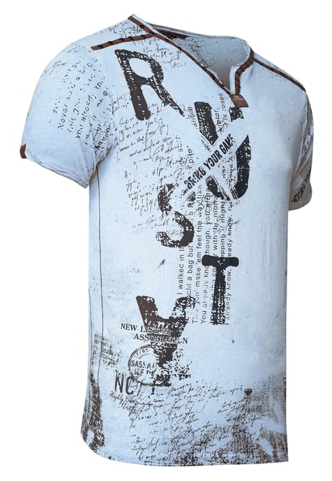 T-shirt met V-hals, suède details en een patroon van klinknagels - Image 2