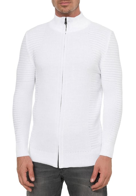 Fijne gebreide jas in biker-stijl met slim fit pasvorm - Image 4