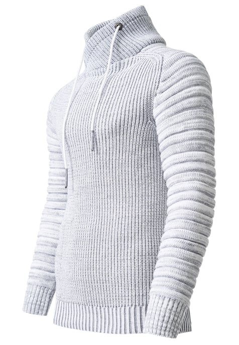 Biker Coarse Knit Standing Collar Sweater - Image 2