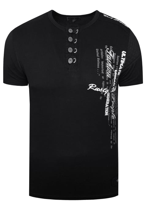 Olie-gewassen T-shirt met knoopsluiting - Image 1