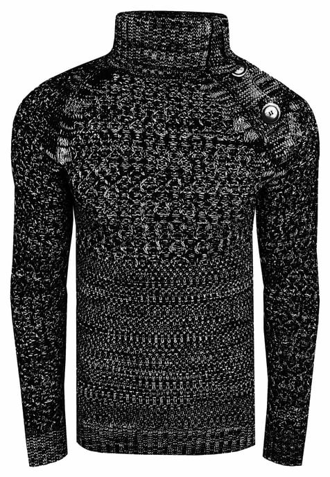 Side Button-Plated Coarse Knit Turtleneck Sweater - Image 1