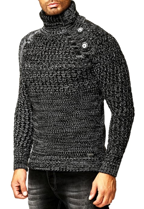 Side Button-Plated Coarse Knit Turtleneck Sweater - Image 3